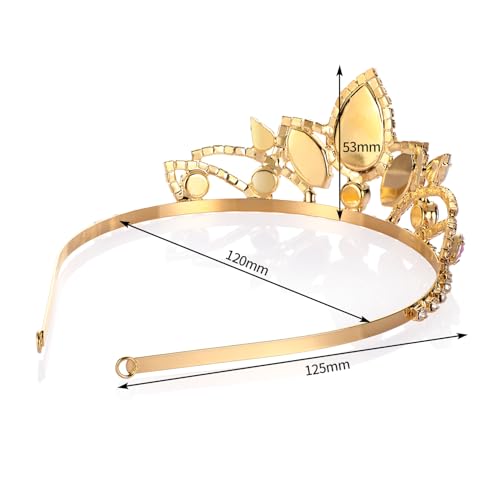 Hengkaixuan Aurora Borealis Strass Krone - Hübsche Rapunzel Tiara, Glitzernde Gold Tiara für Weihnachten, Halloween, Cosplay, Tangled Kostüm - Süßes Geschenk für Mädchen, Cake Topper