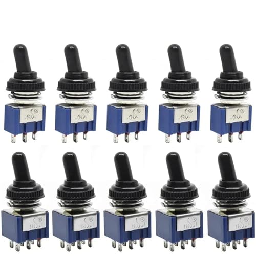 Conmutador MTS-203 DPDT de 3 posiciones On-Off-On con capuchón protector 6A 2