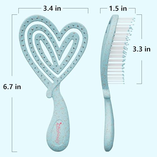Biofriendly Mini Detangling Hair Brush for Wet & Dry Hair, Compact & Lightweight for On-the-Go Use, Gentle Flexible Bristles for Smooth Detangling, Heart-Shaped Design, Dew Mint — view 5