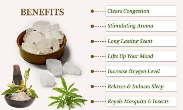 Bhimseni(Original) Camphor 100gm | Pacha Karpooram | Purifying & Pleasant Fragrance for Pooja, Hawan, Air Freshener | baras Kapur Use for Camphor Diffuser Electric