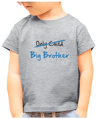 Image of Tstars Only Child Turned Big Brother Shirt Baby Announcement Sibling Boys Kids Shirts 18M Gray