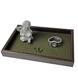 Wood Decorative Serving Tray & Valet Catchall - Holds Keys, Wallet, Phone, Jewelry - 12x8 Inch for Coffee Table, Ottoman, Nightstand, Entryway, Kitchen Home Decor
