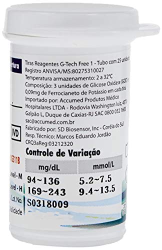 G-Tech Tiras Reagentes Free 25 Tiras 25 Unidades