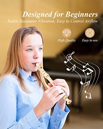 Eastar Soprano Recorder Set Of 2, Baroque German Fingering C Key Recorder Instrument For Beginners Kids With Cleaning Kit, Thumb Rest, Cotton Bag, Fingering Chart, Ers-22B, School-Approved #TOP6