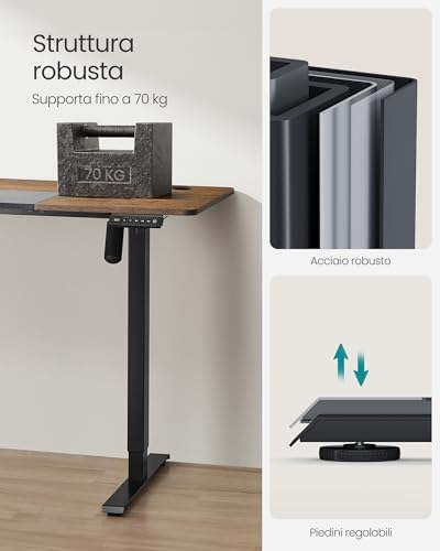 Scrivania Regolabile in Altezza Elettrica, 160 x 70 cm, Scrivania Elettrica, Tavolo con Memoria per 4 Altezze, Porta USB-C, Marrone Vintage e Nero Opaco LSD026X01 - Sedia gaming - Immagine 8
