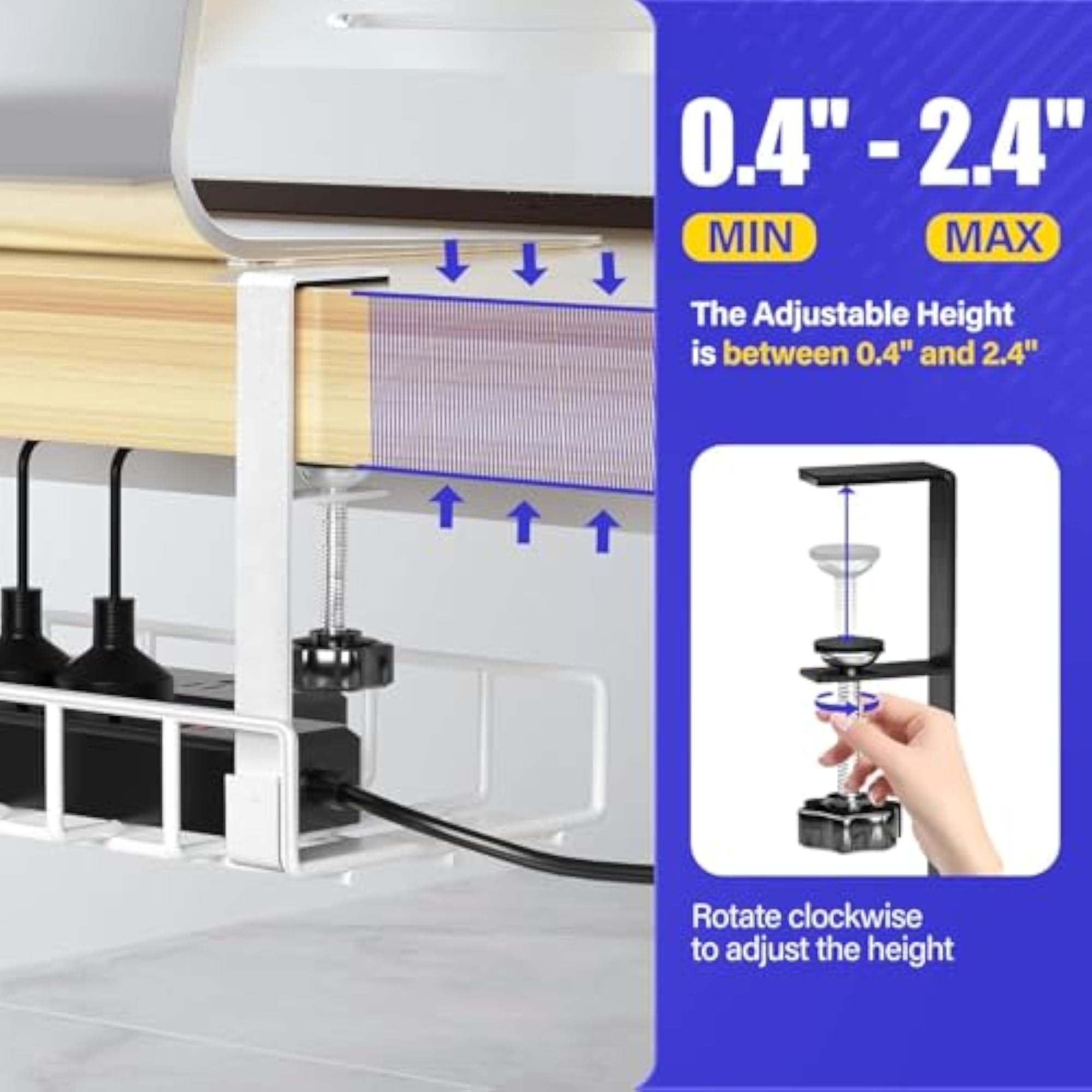 Heavy Duty Under Desk Cable Management Tray, Upgraded Wire