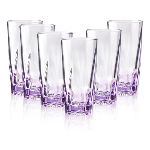 Drinking Glasses Set of 6,Acrylic Drinking Cups,Unbreakable Drinking Glasses,Double Walled Clear & Colorful Tabletop Insulated Tumbler Cup for Home, Restaurant, Hotel, Bar (Large, Count, 6) Cover