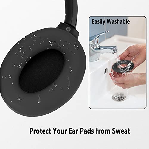 Geiomoo Silicone Earpads For Sony Wh-1000Xm4/Sony Wh-1000Xm3 Headphones, Replacement Ear Cushions Cover (Black) #TOP3