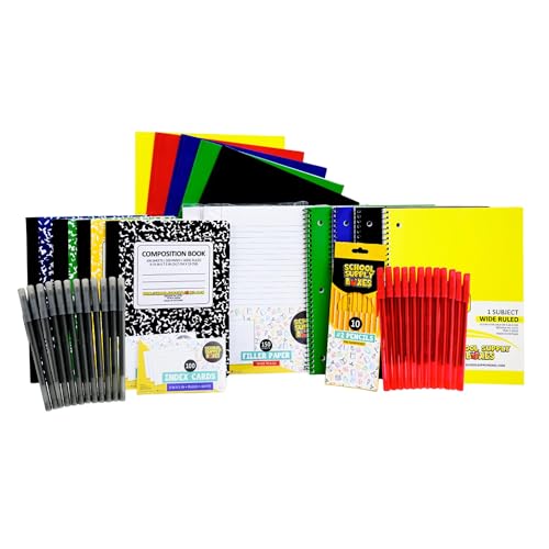 Paquete de escritura escuela primaria con tarjetas de estudio y papel de hojas sueltas
