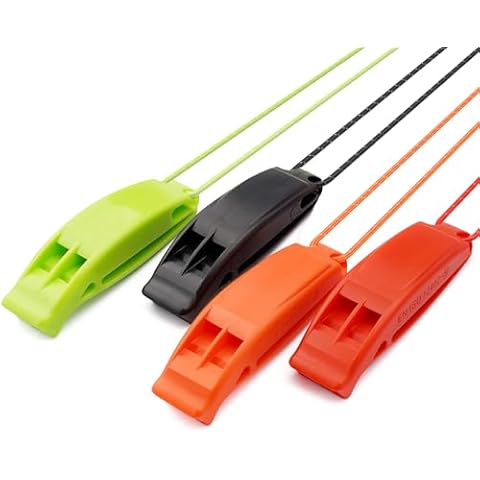 Braylin 4-Pack Emergency Whistles with Reflective Lanyard, Coach Whistles, Referee Whistle, Sports Whistles, Safety Whistle, Loudly Shrill, for Outdoor Sport, Various Competitions Cover