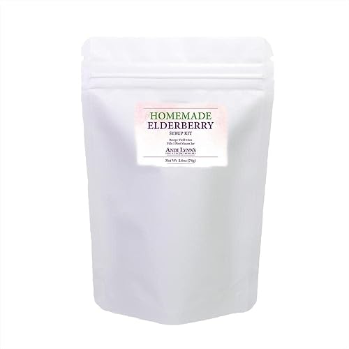 Andi Lynn's - Kit de jarabe de saúco negro orgánico para bricolaje, mezcla seca de saúco negro, canela, jengibre y limón, refuerzo inmunológico