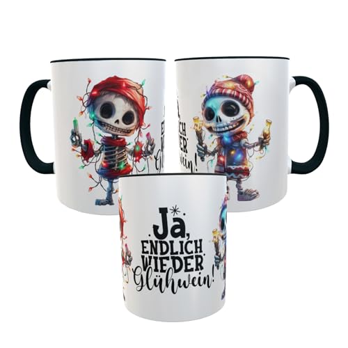 Kilala Weihnachtstasse mit Motiv La Catrina, Kaffeebecher mit lustigem Spruch, Weihnachtsmuffel Kaffeetasse, Glühweinbecher als Wichtelgeschenk oder zu Weihnachten