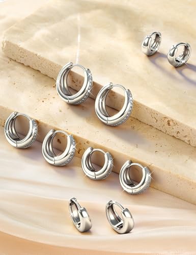 SAILIMUE 5 Pairs 14K Gold Plated Chunky Hoop Earrings for Women Trendy - image 7