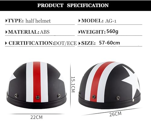 Casque Ouvert Homologué ECE DOT Rétro avec Lunettes Moto
