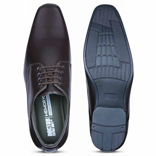 Image of DOCTOR EXTRA SOFT Men's Black Formal Shoes- Classic Office Business Dress Shoes, Slip On & Lace Up Style, Lightweight Cushioned Sole, Non-Slip Professional Work, Wedding,Party & Casual Footwear D-851
