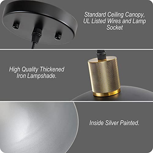 Karjearl Black Pendant Light Fixtures, 11.8" Modern Farmhouse Pendant Light Industrial Dome Hanging Lights For Kitchen Island Dining Room Hallway Stairs Entryway #TOP3