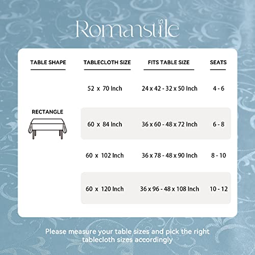 Image of Romanstile Waterproof Vinyl Tablecloth Rectangle, 60 x 120 Inch, Flower Blue