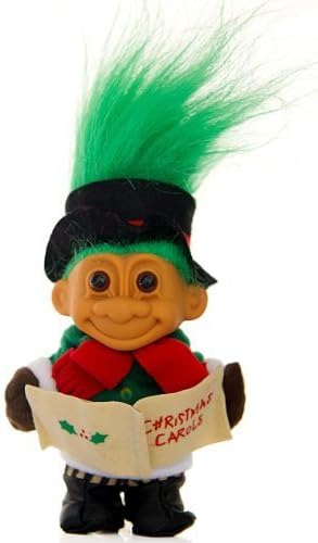 My Lucky 6" Christmas Caroling Troll Doll - Green Hair by Russ Berrie