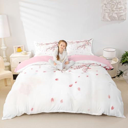 Housse de couette fleurs de prunier lit double parure de lit peinture paysage rétro