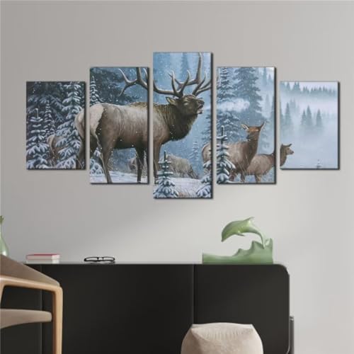Diamond Painting Scène de neige 5D DIY | Pack de 5 Toiles 400x240cm avec Motif Cerf