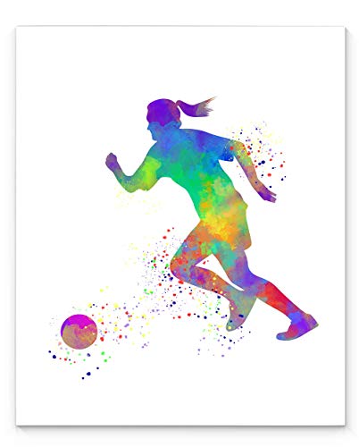 Female Soccer Player Sport Abstract Wall Art Print 11x14, Gift for Teen Girl Bedroom, Club Locker Room, Dorm Room Decor, Coach and Fan