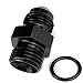 AN-06 O-ring Boss to AN-06 Male Flare Adapter Fitting 6AN Flare Twin Hose Union uel Pump Rail Line Aluminum Black Anodized JIC AN6 to AN6 Oring