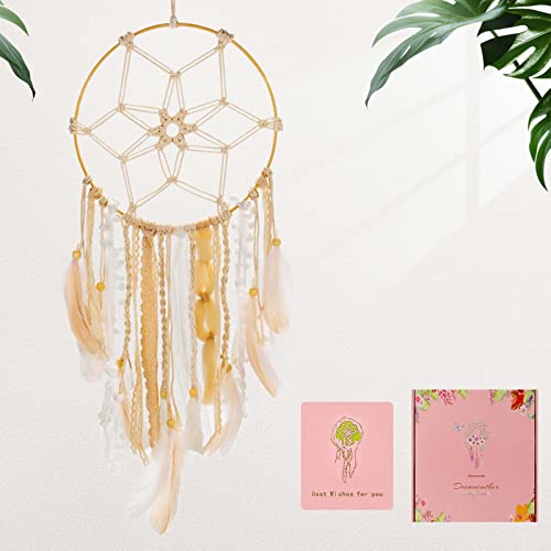 Opohaome Boho Dream Catchers Large Macrame Dream Catcher for Girls Wall Hanging Dreamcatcher with Handmade Feather Bedroom Gift for Women Gift for Girlfriend Boys Mothers Day Mom Gifts