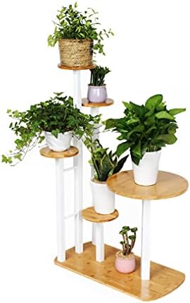 JTdiffer Bamboo Plant Stand Rack with End Table, 6 Tier 8 Potted Indoor & Outdoor Multiple Flower Pot Planter Holder Shelf for Garden, Yard, Living Room, Balcony, Office and Bedroom (8 flowerpots)