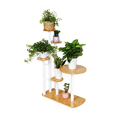 Jtdiffer Bamboo Plant Stand Rack With End Table, 6 Tier 8 Potted Indoor & Outdoor Multiple Flower Pot Planter Holder Shelf For Garden, Yard, Living Room, Balcony, Office And Bedroom (8 Flowerpots) #TOP20