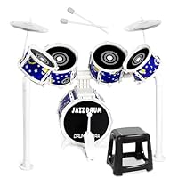 Verdantree Kids Drum Kit, Junior Jazz Drum Set Toddler Toy 5 Drums with Stool Pedal Cymbal and Drumsticks Beginners Musical Instrument Percussion Holiday Birthday Educational Gift for Boys Girls, Blue