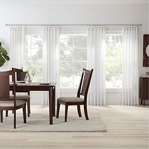 Mode Premium Collection 1 1/8" Diameter Curtain Rod Set With Round Birdcage Curtain Rod Finials And Steel Wall Mounted Adjustable Curtain Rod, Fits 144” To 240” Windows, Brushed Nickel #TOP2