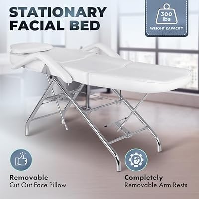 Buy-Rite Basic Facial Spa Package - 2-in-1 Ozone Facial Steamer with Magnifying Lamp & Adjustable Stationary Bed, White Vinyl Upholstery, 300 lb Capacity, BR-BASICFACIALSPA