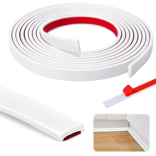 5M *1CM Peel and Stick Wall MouldingTrim & Chair Rail,Self-Adhesive PVC Tile Edging Strip, Peel and Stick Trim, Self Adhesive Flexible Laminate Beading Vinyl Molding Trim, PVC Quadrant Trim