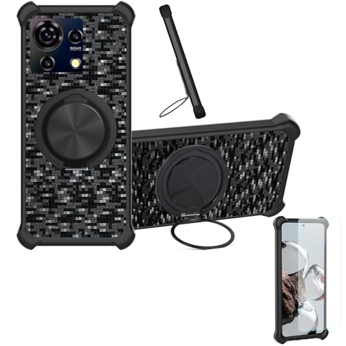 �Ή� Zte Blade V50 Vita 4g �P�[�X Phone Case [1�� 9H+�d�x���� �K���X�t�B����][360°��]���X�^���h�A�}�O�l�b�g��]CX-11-HEI