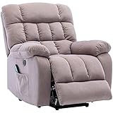 Electric Power Lift Recliner Chair, Upgraded Massage Armchair with Heat for the Elderly, Overstuffed Breathable Fabric Reclining Chair Living Room Chair (Beige)