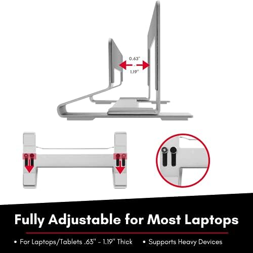 Macally Vertical Laptop Stand for Desk - Adjustable Laptop Holder for Universal Compatibility - Saves Space & Improves Device Airflow - Use as MacBook Stand or Laptop Dock - Weighted Steel Frame