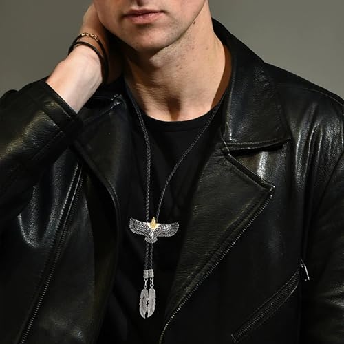 Western Eagle Bolo Tie for Men Women Fashion Retro Leather Necklace Cowboy Tie Adjustable Wild West Theme Braided Necklace2