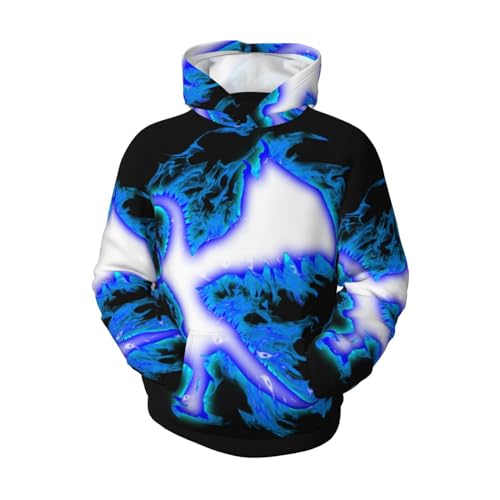 Blue Flame Dragon Boy, Girls Sports Shirt Youth Pullover Fashion Hooded Sweatshirt4