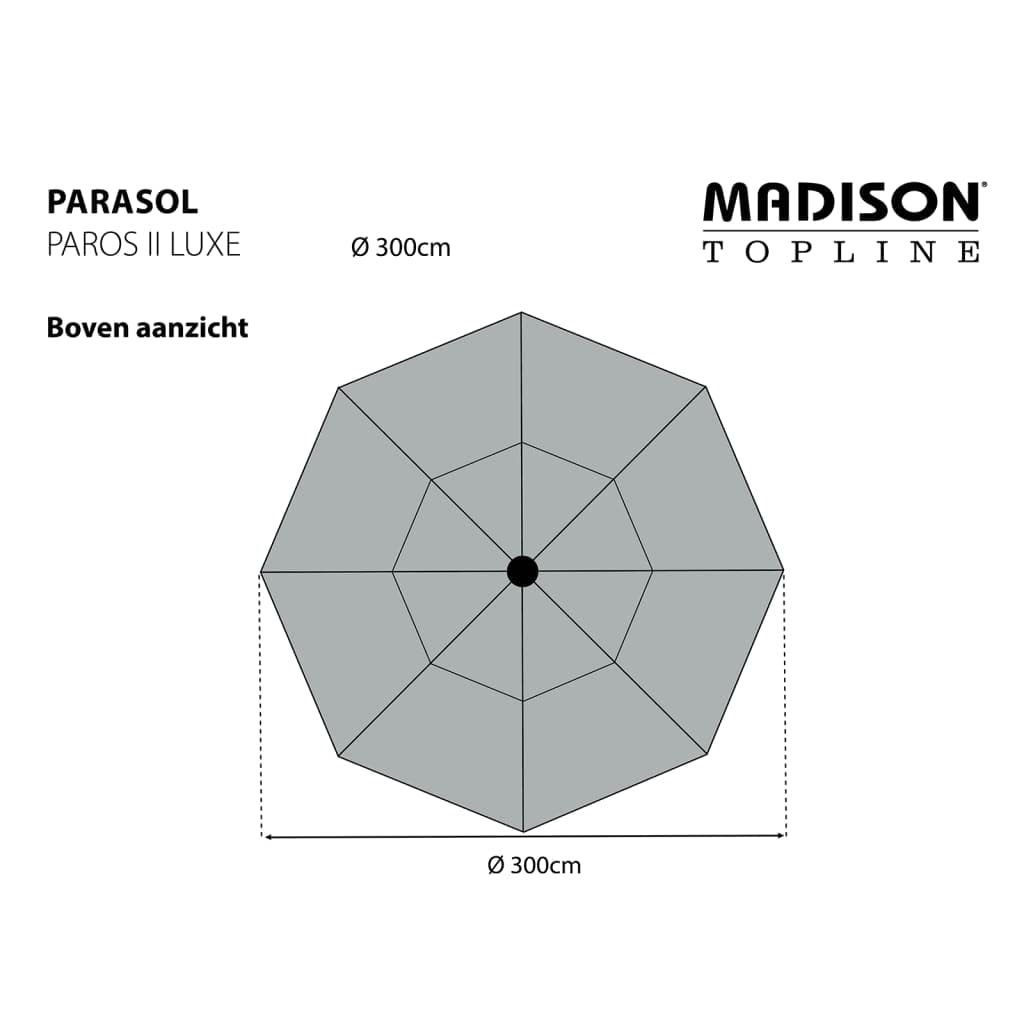 Madison Sonnenschirm 300cm Hellgrau Ampelschirm Gartenschirm Marktschirm