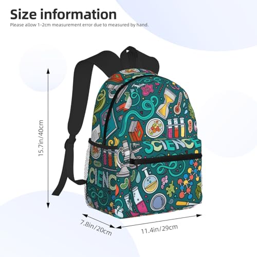 BREAUX Cartoon Science Theme Print Lightweight And Comfortable Duffel Bag, Casual Daypack, Multipurpose Backpack, Black4