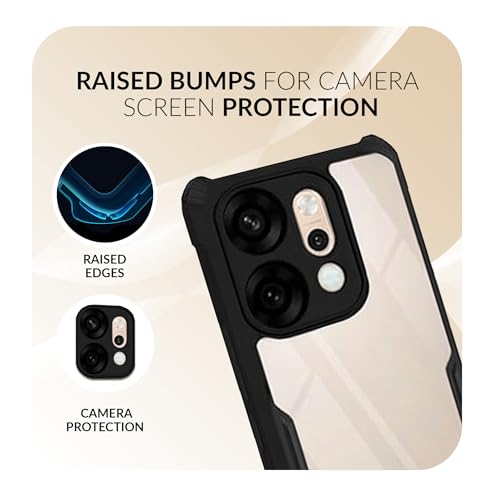 Image of Back Cover Case + Screen Protector for Oppo Reno 14 5G | Transparent Black | TPU & PC Anti Yellow Mobile Phone Case Cover for Oppo Reno14 / Reno14 5G | 360 Degree Protection