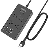 2 Prong Power Strip with Flat Rotating Plug, NTONPOWER 10ft Extension Cord Surge Protector, 4 Outlet
