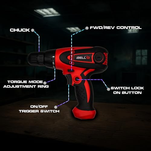 Image of IBELL Electric Screwdriver SD10-85 /86, 280W, Copper Armature, Chuck 10mm, 750RPM, Torque 19+1 Drill Moden (Red-Black)