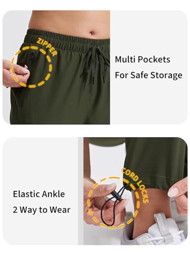 ZENGVEE Cargo Trousers Womens Climbing Walking Hiking Camping Lightweight Summer Water Resistant Outdoor Trekking Pants with Zipper Pockets -C9330-Green-XL - Image 4