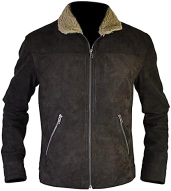 Walking Shearling Dead Collar Rick Distressed Grimes Rugged Suede Season 4 Leather Jacket