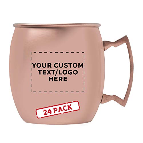 DISCOUNT PROMOS 16 oz. Copper Coated Moscow Mule Mugs - 24 pack - Customizable Text, Logo - Copper