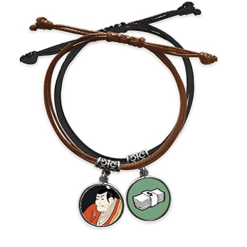 Pulsera estilo japonés ukiyoe de cuero el regalo de éxito perfecto