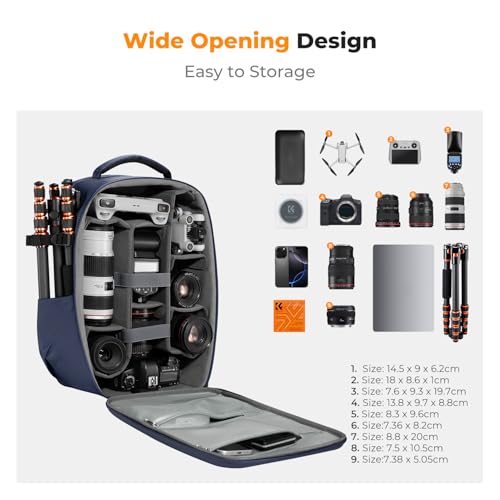 Image of K&F CONCEPT Camera Backpack,Hardshell Photography DSLR Camera Bag with 15-15.6 Inch Laptop Compartment Hard Shell Camera Case Compatible with Canon /Nikon /Sony /DJI Mavic Drone
