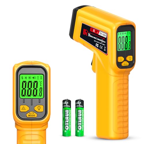 FKM Infrared Thermometer Gun Non-Contact Laser Temperature Gun,-58°F~986°F(-50°C~530°C) AdjustableEmissivity,Digital Thermometer Gun for Industrial,Kitchen Cooking,Oven,Automotive,HVAC,Not for Human