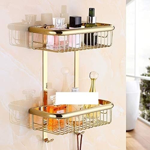 shower storage corner shelves Corner Shower Wall Caddy Bathroom Corner Shelf Soap Dish Double Level Brass Gold Bathroom
